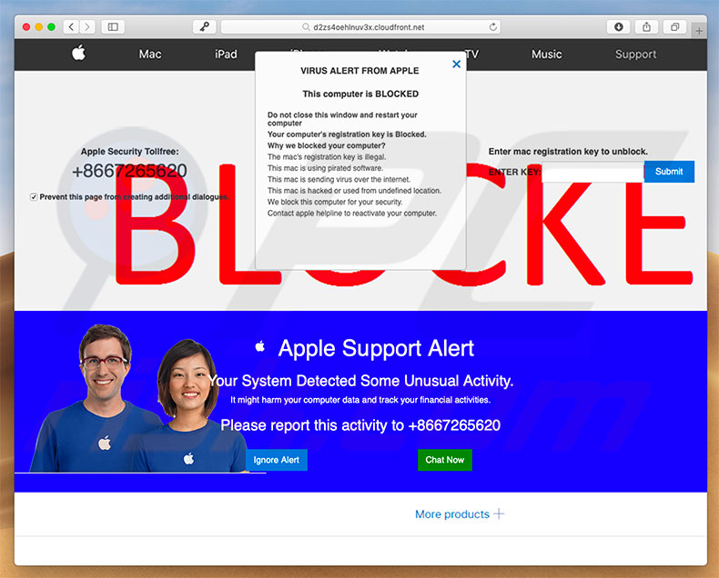 estafa VIRUS ALERT FROM APPLE