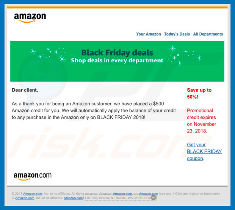 campaña de spam Amazon email virus
