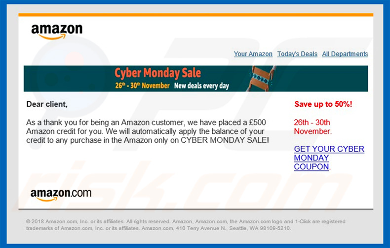 carta por e-mail de Amazon Email Virus