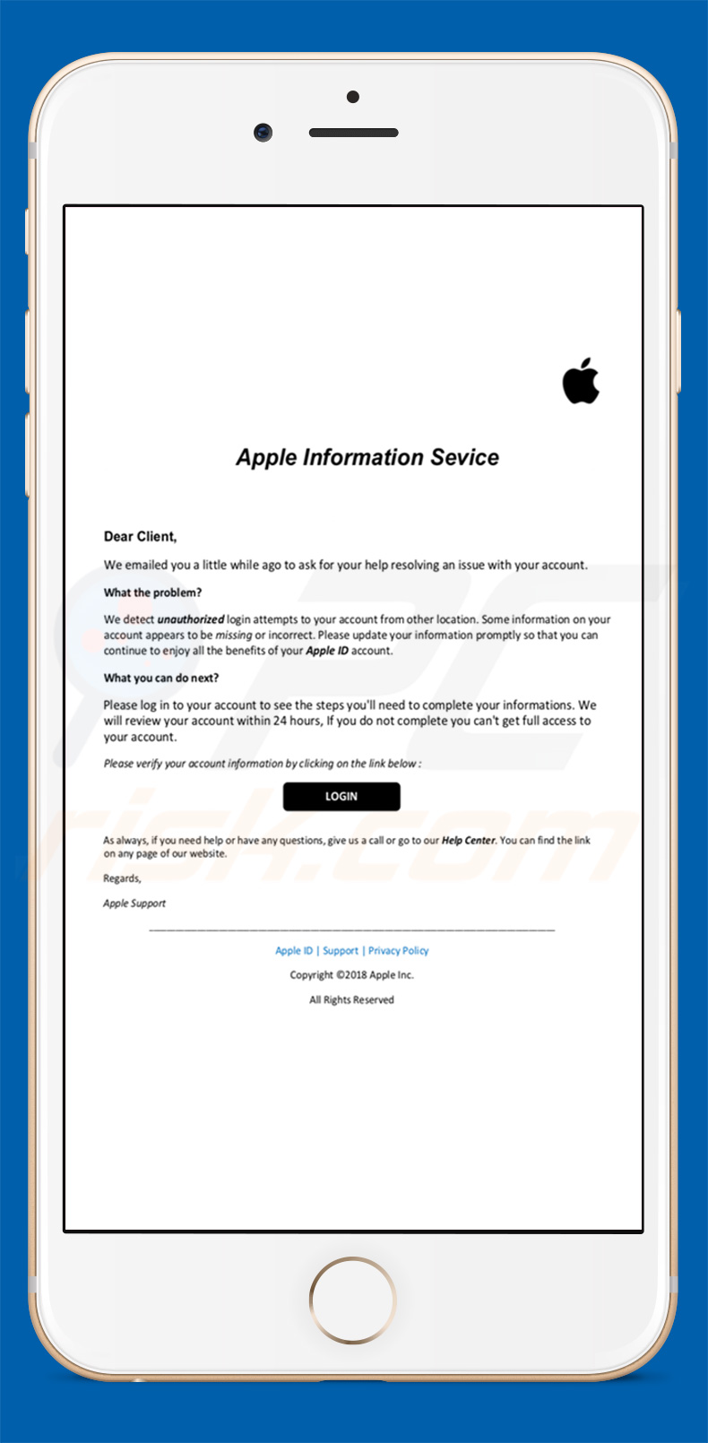 Apple Email Virus robando cuentas