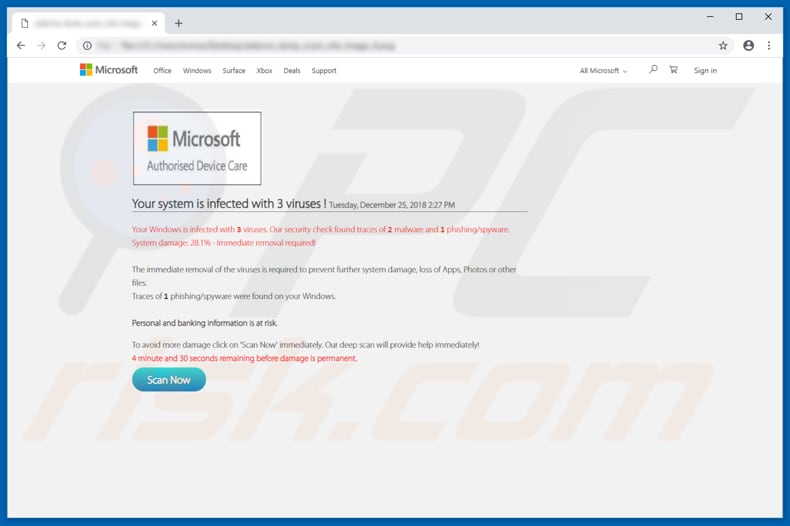 estafa Microsoft Authorised Device Care