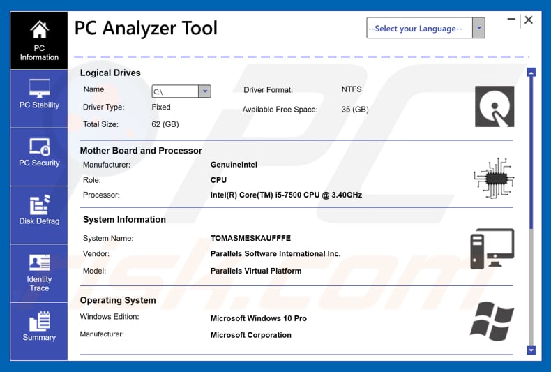 aplicación no deseada PC Analyzer Tool