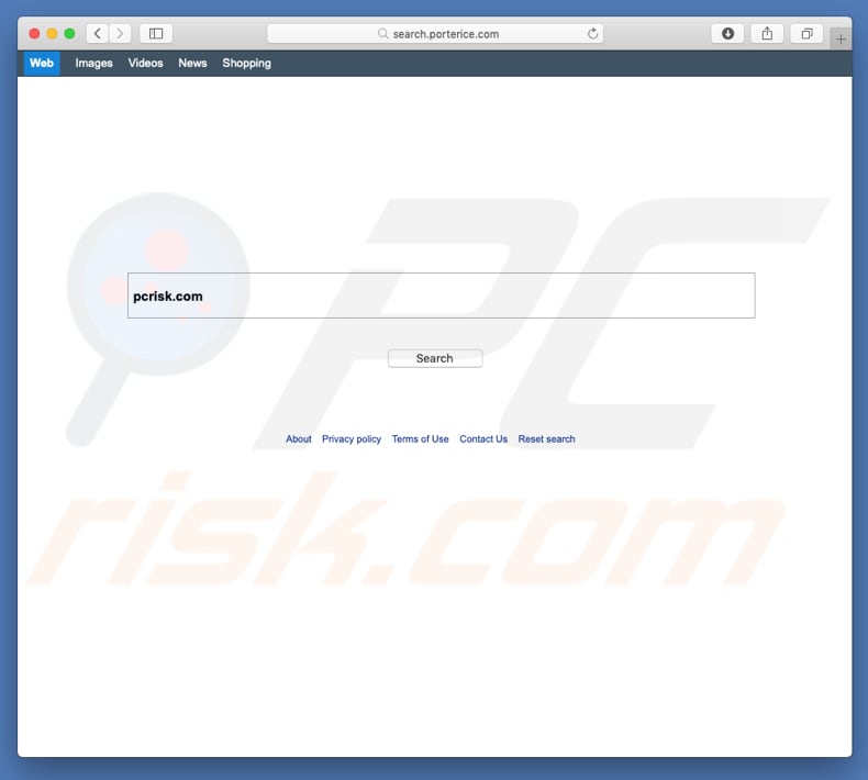secuestrador de navegadores search.porterice.com en un equipo de Mac