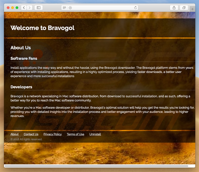 Sitio web dudoso usado para promocionar search.bravogol.com