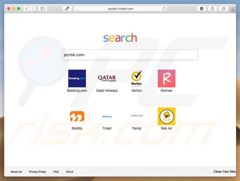 secuestrador de navegadores spyder-finder.com en un equipo de Mac