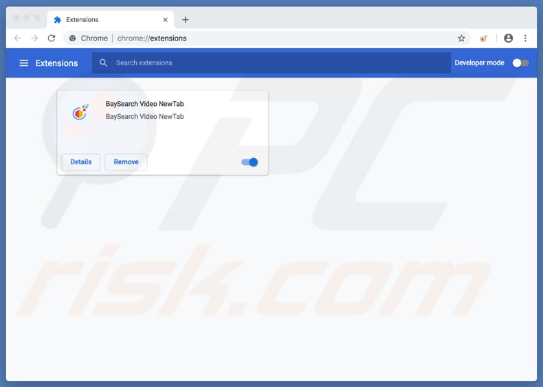 BaySearch Video app instalada en Google Chrome