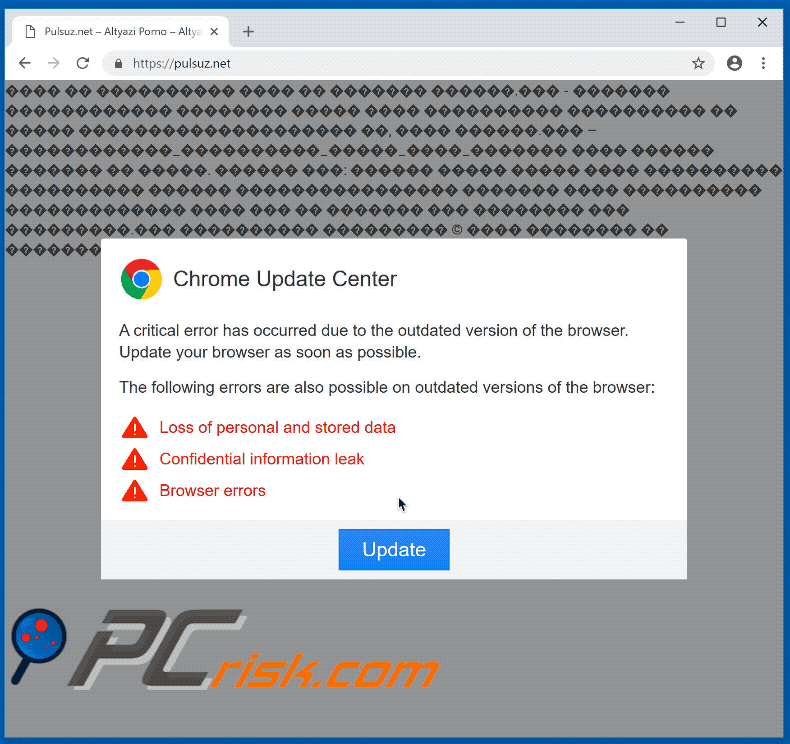 estafa Chrome Update Center gif