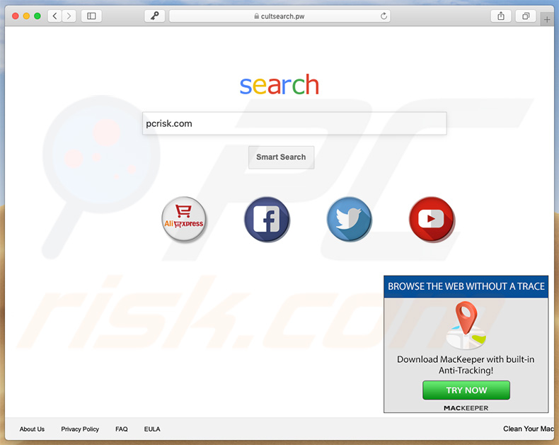 secuestrador de navegadores cultsearch.pw en un equipo de Mac