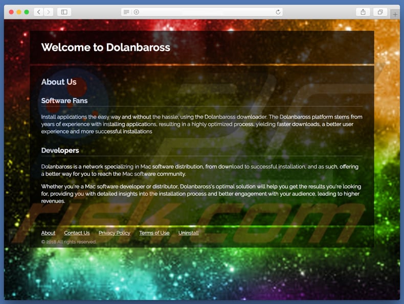 Sitio web dudoso usado para promocionar search.dolanbaross.com