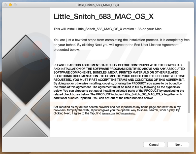 Mac EXE Virus promocionando instalador (ejemplo 1)