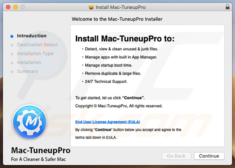 asistente instalador de Mac Tuneup Pro