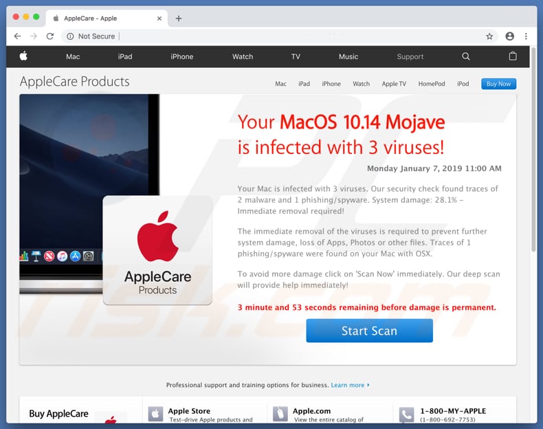 Alerta de virus falsa que promociona la aplicación Mac Tweak