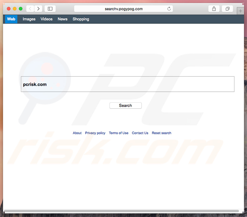 secuestrador de navegadores search.pogypog.com en un equipo de Mac