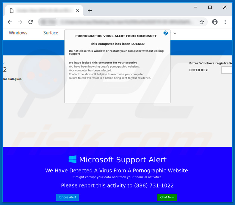 estafa PORNOGRAPHIC VIRUS ALERT FROM MICROSOFT