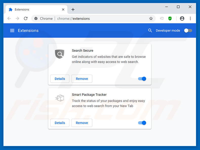 Eliminando smartpackagetracker.com de las extensiones de Google Chrome