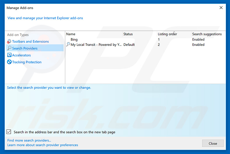 Eliminando smartpackagetracker.com del motor de búsqueda por defecto de Internet Explorer