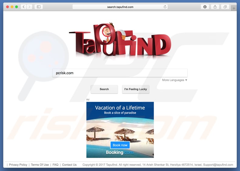 secuestrador de navegadores search.tapufind.com en un equipo de Mac