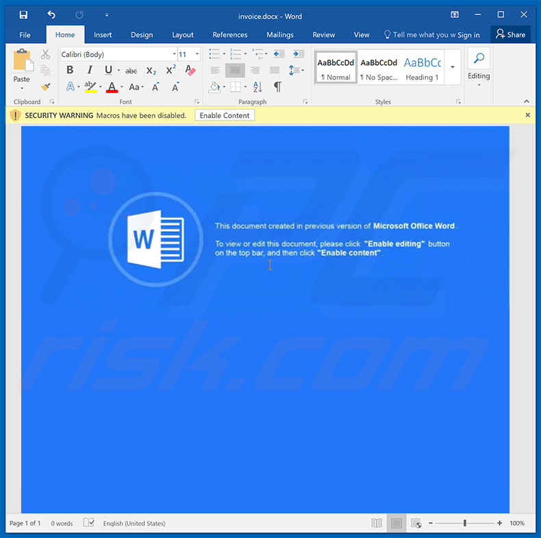 troyano Ursnif que distribuye un documento de word