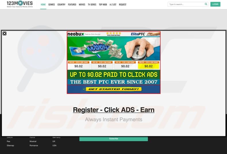 sitio web de lotería dudoso abierto por 0123movies