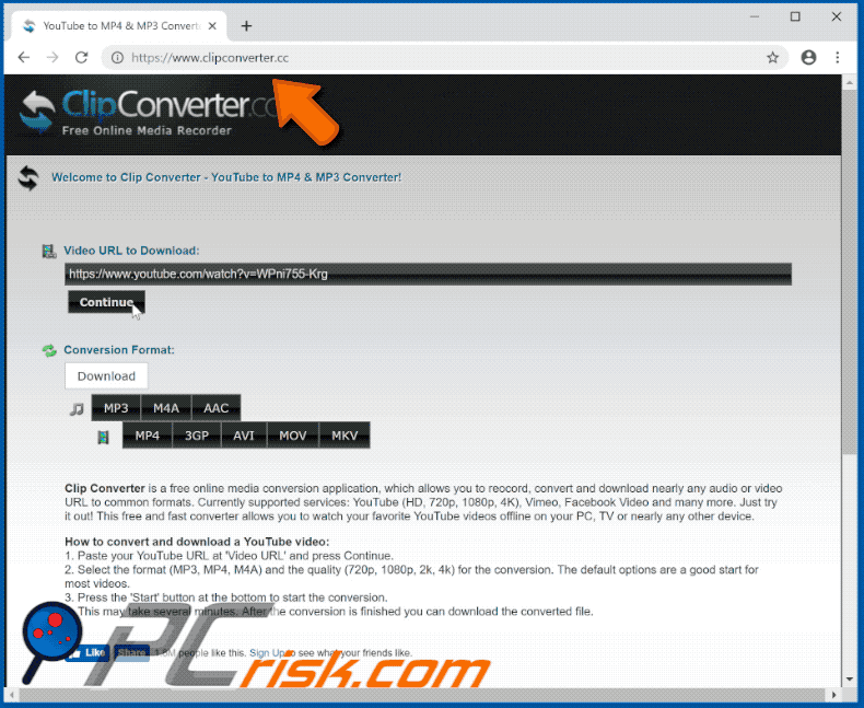 aspecto sitio web clipconverter.cc (GIF)