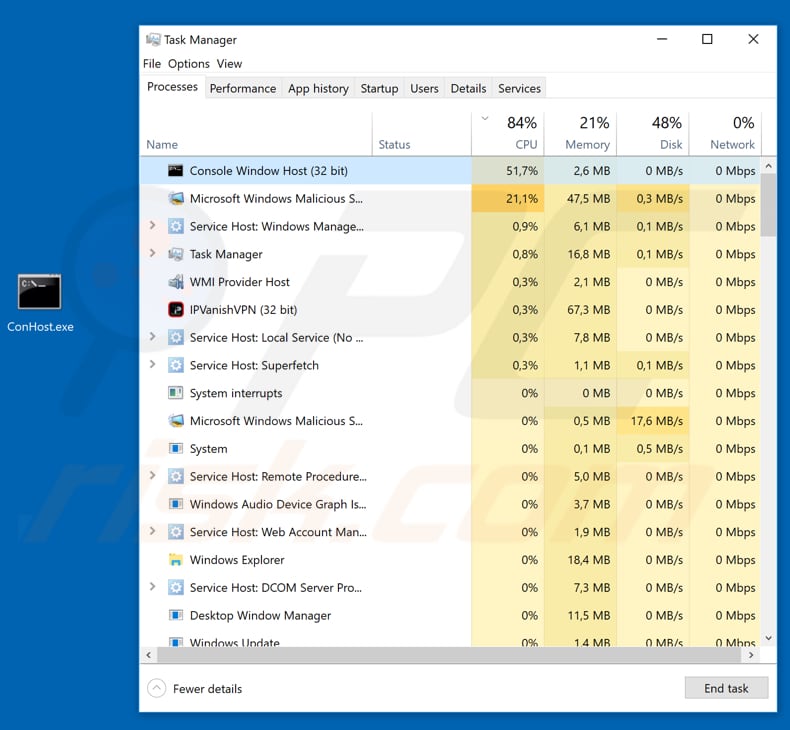 El malware Conhost.exe