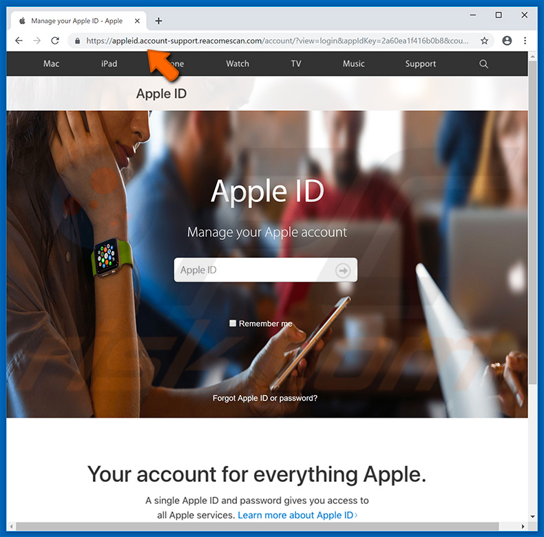 sitio web falso que pide introducir las credenciales de Apple para robarlas