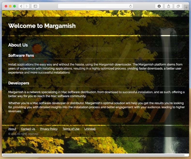 Sitio web dudoso usado para promocionar search.margamish.com