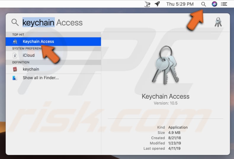 eliminar certificado Spi añadido a keychain paso 1