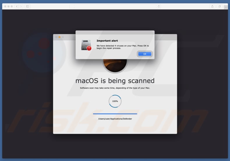 estafa Your Mac is infected with 4 viruses