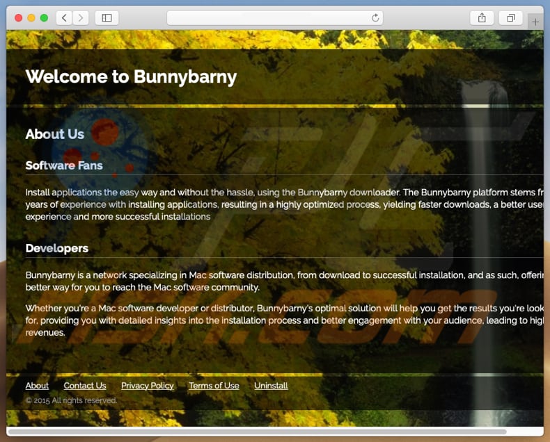 Sitio web dudoso usado para promocionar search.bunnybarny.com