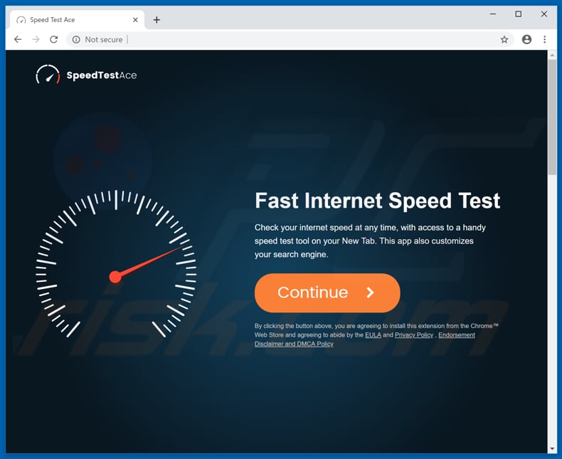 Sitio web utilizado para promocionar el secuestrador del navegador Speed Test Ace