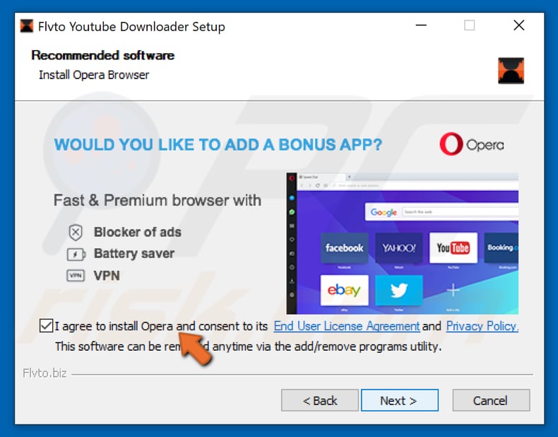 Opera incluida en la configuración 