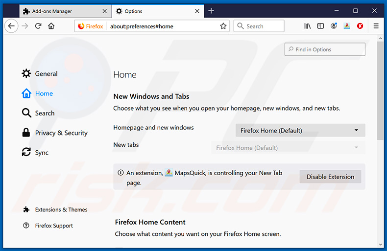 eliminar approvedresults.com de la página de inicio de Mozilla Firefox