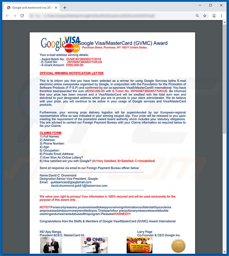 camapaña de correo basura Google Winner Official Winning Letter by Google and mastercard visa 2019.pdf