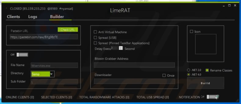 panel de administración limerat