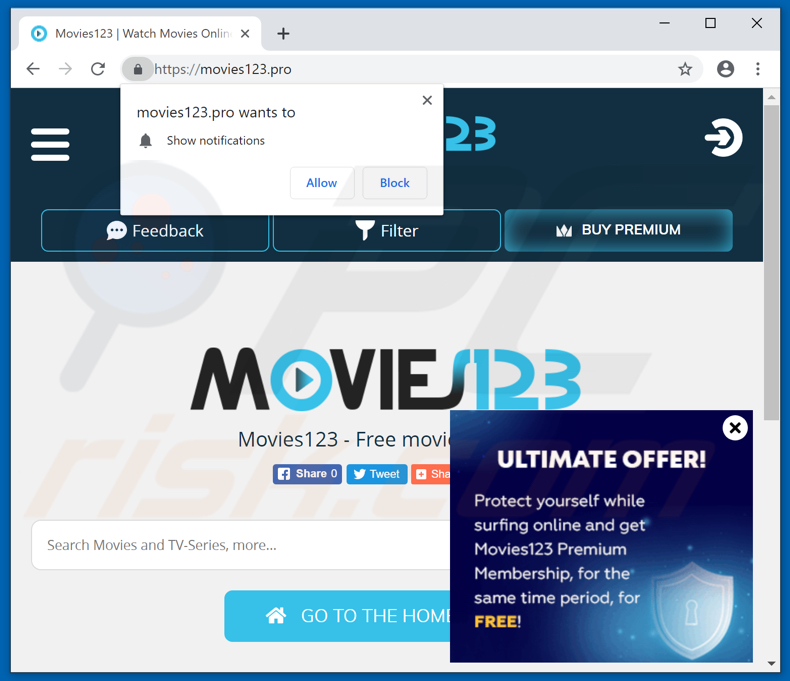 software publicitario Movies123