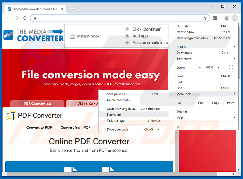 cómo eliminar los anuncios de TheMediaConverter Promos en Google Chrome paso 1