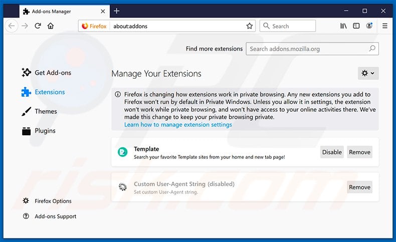 eliminar extensiones de Mozilla Firefox vinculadas a freehdsearch.com