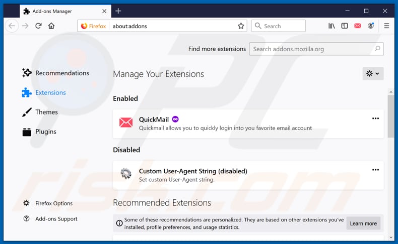 eliminar extensiones de Mozilla Firefox vinculadas a hidemysearches.com