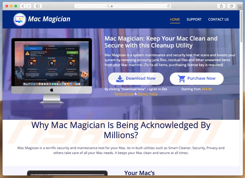 sitio web que promociona la app mac magician