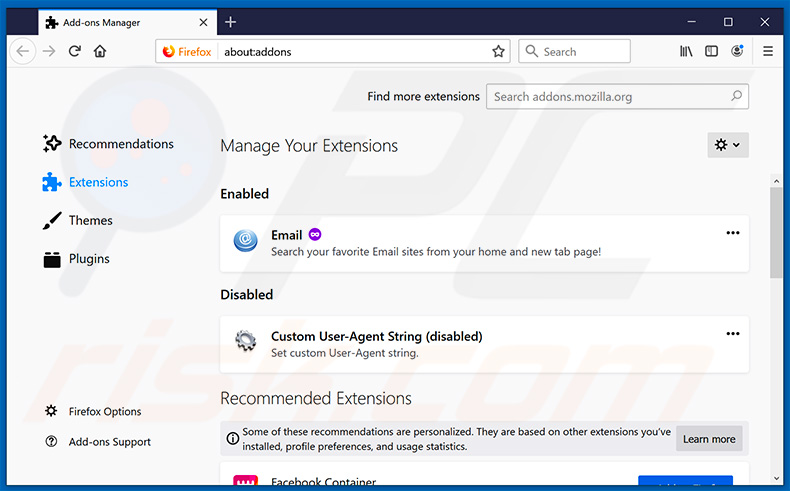 Eliminando las extensiones relacionadas a search.hmyloginhelper.com de Mozilla Firefox