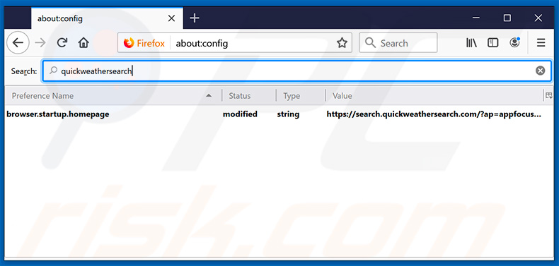 eliminar search.quickweathersearch.com como buscador web de Mozilla Firefox