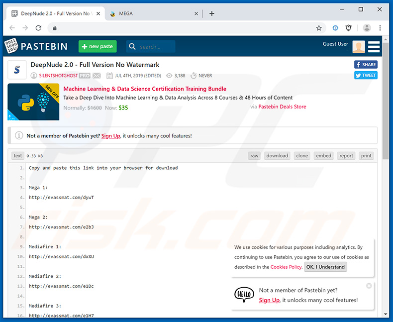 Qulab stealer promocionado en Pastebin