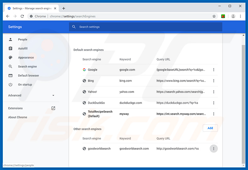 Eliminar myway.com del buscador predeterminado de Google Chrome