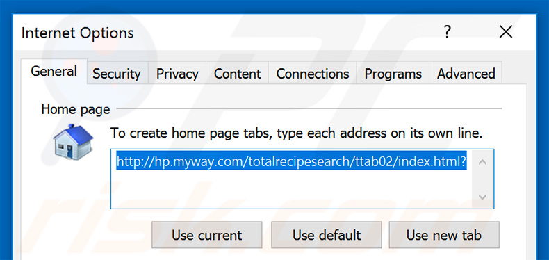 eliminar myway.com de la página de inicio de Internet Explorer