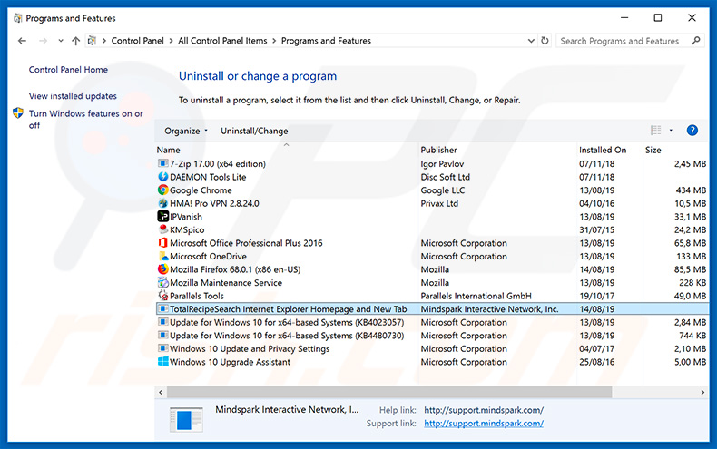 desinstalar el secuestrador de navegadores myway.com desde el panel de control