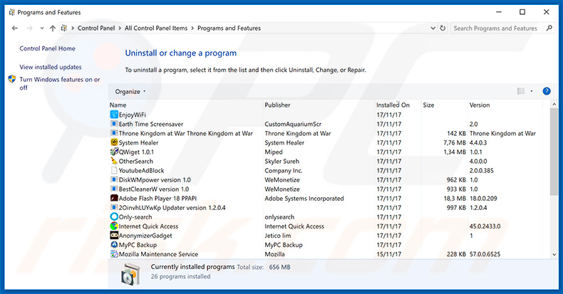 desinstalar el secuestrador de navegadores search.yahoo.com desde el panel de control