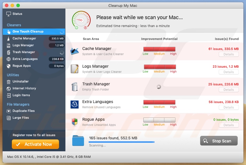 captura de pantalla de la aplicación no deseada Cleanup My Mac