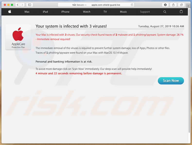 aspecto de la segunda página de apple.com-shield-guard[.]live