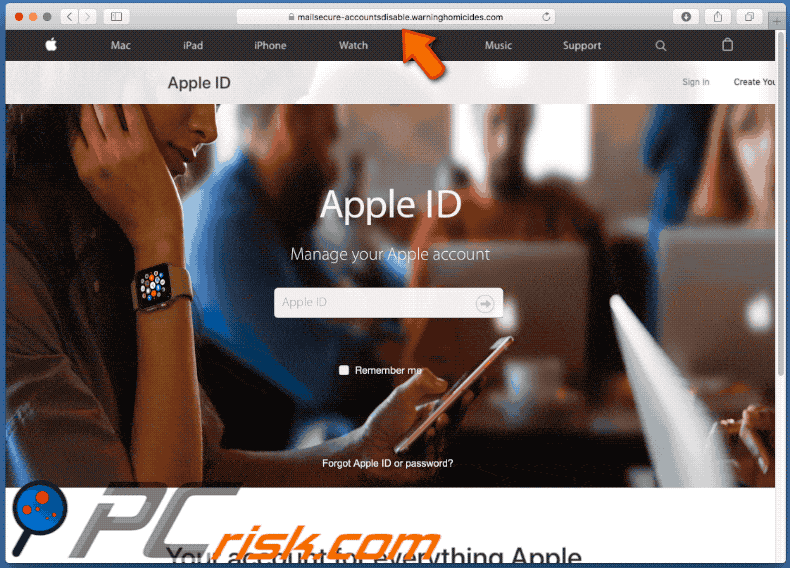aspecto de la estafa Apple ID (GIF)